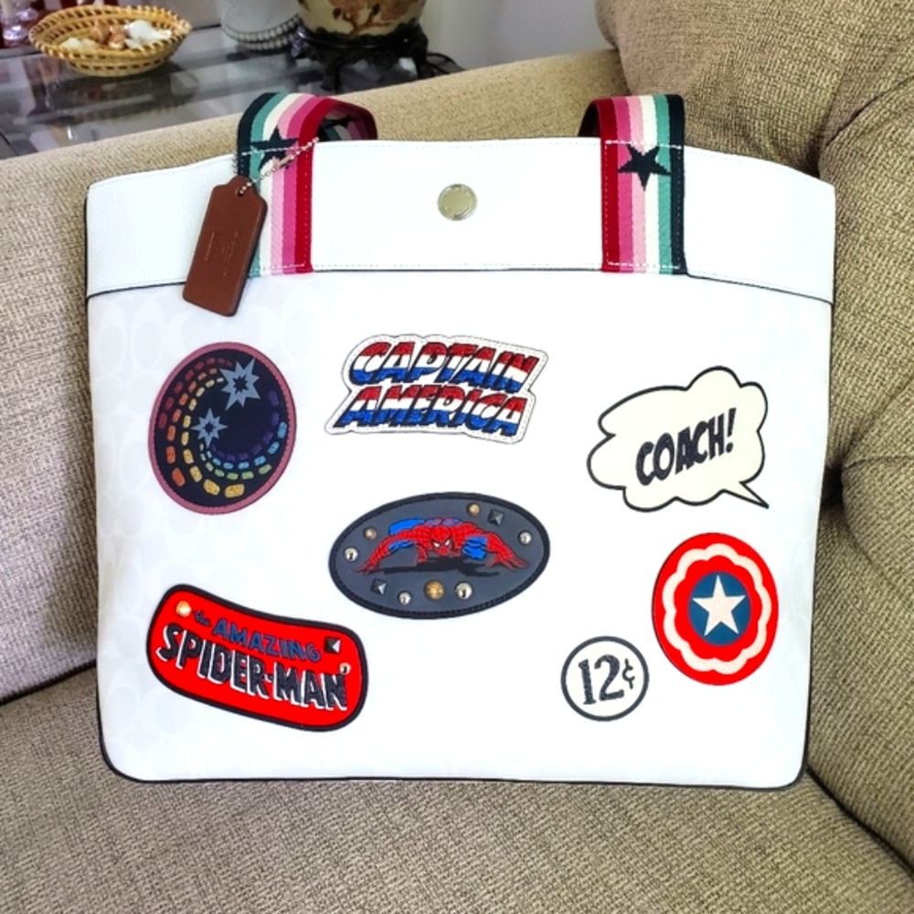 COACH X MARVEL Patches Tote Chalk White